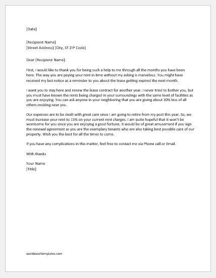 lease renewal letter with rent increase.